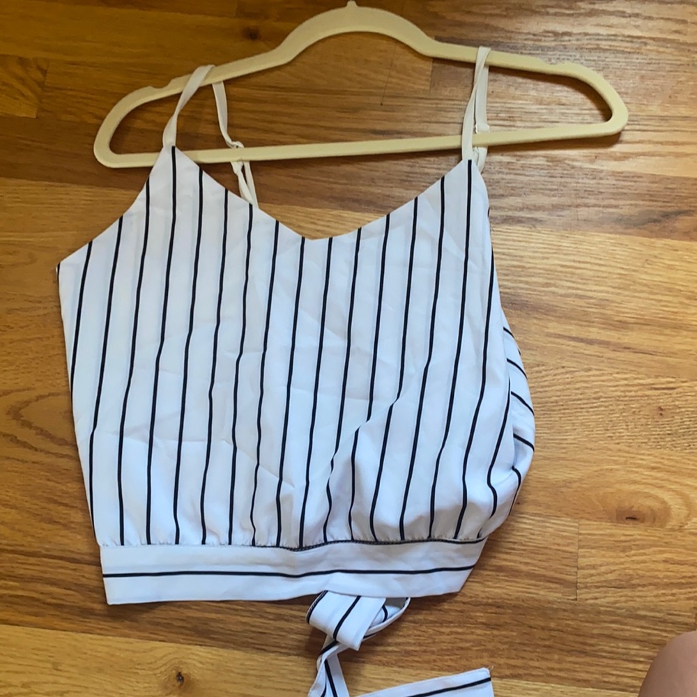 Black and white striped tank